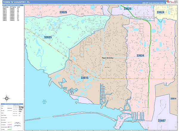 Town 'n' Country, FL Zip Code Map